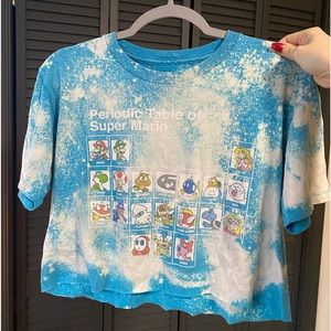 Bleached distressed Mario kart crop top